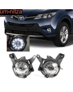 Fits 13-15 Toyota Rav4 Front Bumper LED Halo Projector Fog Lights