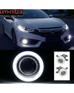 Fits 16-18 Honda Civic LED Halo Angel Eyes Projector Fog Lights Direct Fit 2PC