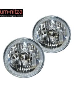 Fits 97-18 Jeep Wrangler TJ JK 7 Inch Round W/ White SMD Halo Chrome Headlights