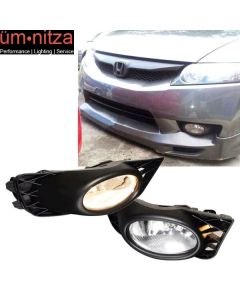 Fits 09-11 Honda Civic 4Dr Sedan Clear Lens Fog Lights WithSwitch OE Style Pair