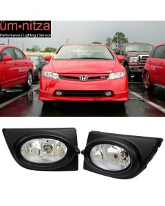 Fits 06-08 Honda Civic Sedan OE Style Clear Lens Fog Lights With Switch Pair