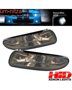 Fits 99-04 Mustang OE Smoke RH LH Fog Lights Lamps W/O Bracket + 6000K Xenon Hid