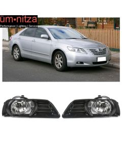 Fits 07-09 Toyota Camry Front Bumper Clear Fog Lights With Black Bezel