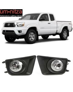 Fits 12-15 Toyota Tacoma 2PCS Front Bumper Fog Lights Lamp Kit W/Clear Lens