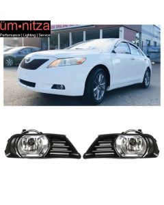 Fits 07-09 Toyota Camry Front Bumper Clear Fog Lights With Chrome Bezel