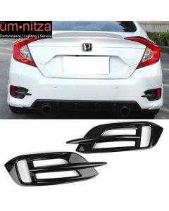 Fits 16-18 Honda Civic Sedan 10th Gen Rear Fog Lights Cover CF Look 2 Pieces