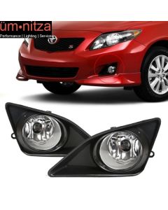 Fits 09-10 Toyota Corolla Clear w/ Silver Bezel Fog Light Left Right