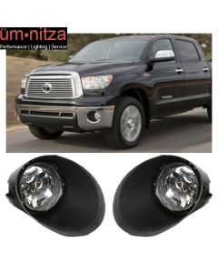 Fits 07-13 Toyota Tundra 2PCS Front Bumper Fog Lights Replacement W/Clear Lens