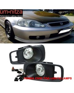 Fits 99-00 Honda Civic EK JDM Driving Fog Lights With Switch Clear Lens Pair