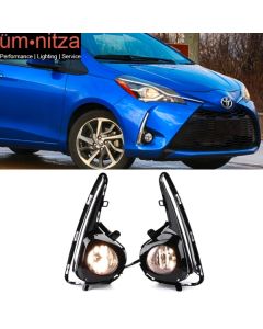 Fits 18-19 Toyota Yaris OE Style 2PCS Fog Lights Bezel Cover Kit W/Clear Lens