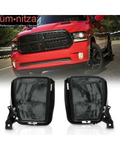 Fits 13-23 Dodge Ram 1500 2PC Front Bumper Fog Lights Smoked Driving Lamp W/Bulb