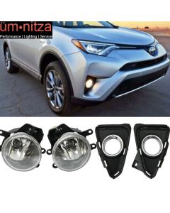 Fits 16-17 Toyota RAV4 2PCS Front Bumper Clear Lens Fog Lights Lamps W/Cover