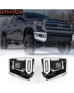 Fits 14-19 Toyota Tundra LED Halo Projector Bumper Fog Driving Lights Chrome