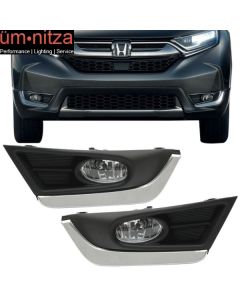 Fits 17-18 Honda CRV OE Front Foglight Kit Fog Lamp with Chrome Trim