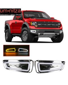 Fits 11-14 F150 Raptor LED White DRL Daytime Running Light Yellow Turn Signal