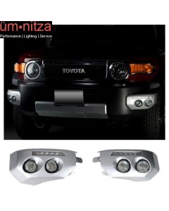 Fits 07-14 Toyota FJ Cruiser 2PCS Front Bumper Fog Lights Lamps DRL LR + RH