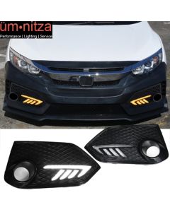 Fits 16-18 Honda X Gen Civic Type R Style LED DRL Daytime Running Lights Lamps