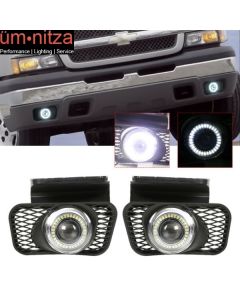 Fits 03-07 Chevy Silverado 02-06 Avalanche LED Halo Projector Bumper Fog Lights