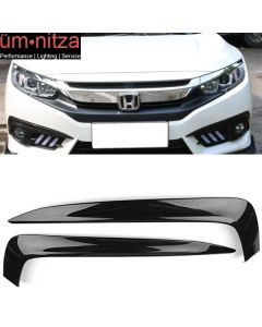 Fits 16-18 Honda Civic 10th Gen Fog Lights Cover Eye Lid Trim CF Look