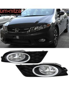 Fits 12-14 Honda Civic 4D & JDM Bumper Jdm Style Fog Light Lamp Pairs