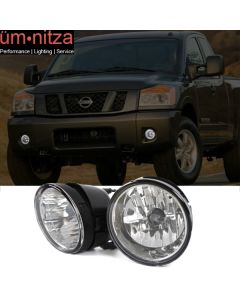 Fits 04-14 Nissan Titan Clear Lens Front Fog Lights Lamps Replacement Pair