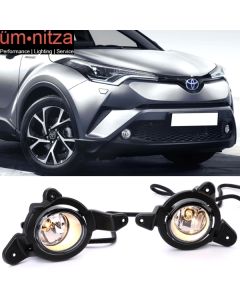 Fits 17-18 Toyota C-HR OE Style Foglights Kit ABS Black Housing Clear Lens