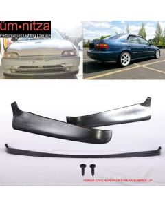 Fits 92-95 Honda Civic 4Dr Sedan SIR Style Front + Rear Bumper Lip