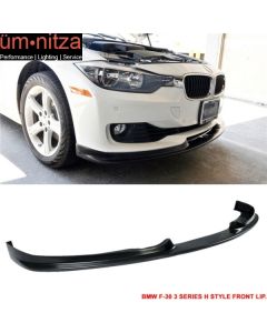 Fits 12-15 BMW F30 3-Series Sedan H Style Front Bumper Lip Unpainted Black PU