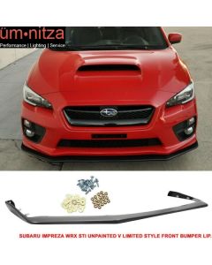 Fits 15-17 Subaru WRX STI V-Limited Style Front Bumper Lip Splitter Unpainted PP