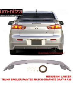 Fits 08-17 Mitsubishi Lancer OE Trunk Spoiler Painted Graphite Gray # A39 - ABS