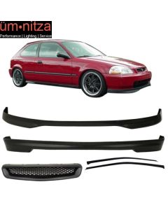 Fits Civic 96-98 3Dr T-R PP Front + Rear Lip + Front Grill + Sun Window Visor