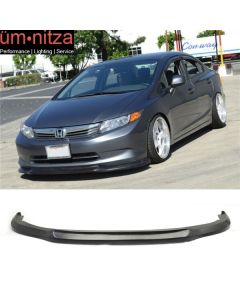 Fit 12 Honda Civic 4-Door Sedan Unpainted Black Front Bumper Lip PU (USDM Model)