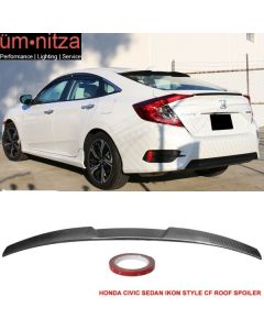 Fits 16-21 Honda Civic X Sedan 10th Carbon Fiber Rear Window Roof Spoiler Wing