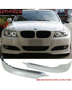 For 09-12 BMW E90 3-Series OE Style Front Bumper Lip Splitters Spoiler 300 White