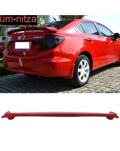 12-15 Civic 9Th Sedan Painted Rallye Red Trunk Spoiler LED Brake Light(#R513)