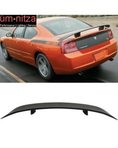 Fits 06-10 Dodge Charger OE Style Trunk Spoiler Wing Lip Primer Matte Black ABS