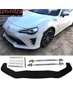 Fits 13-20 Toyota 86 Front Bumper Splitter With Rods & Hardware Matte Black - PP