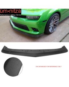 Fits 14-15 Chevy Camaro SS Z28 A Style Front Bumper Lip Carbon Fiber Look