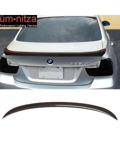 Fits 06-11 Fit BMW E90 3 Series 4Dr Carbon Fiber OE Red Line Style Trunk Spoiler