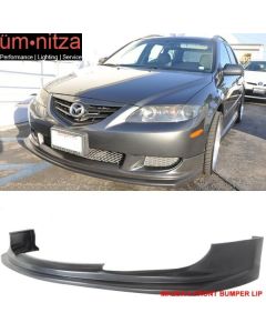 Fits 03-05 Mazda 6 JDM Sport Style Unpainted Black Front Bumper Lip Spoiler PU