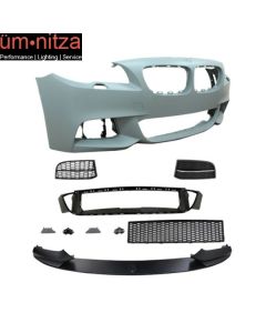 Fits 11-16 BMW F10 5 Series LCI MP Style Front Bumper Cover w/ Grille + Lip