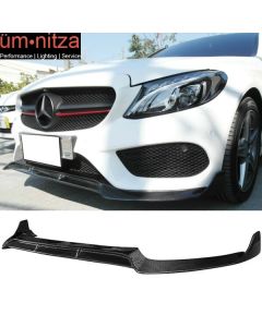 Fits 15-17 Benz W205 C-Class AMG Sport Package B Style Front Bumper Lip -CF