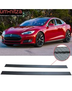 Fits 12-15 Tesla S V1 Style 2PCS Side Skirts Extension Lip Carbon Fiber Texture