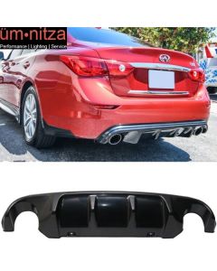 Fits 14-17 Infiniti Q50 JDM Sport Rear Bumper Diffuser Spoiler Lip Unpainted ABS