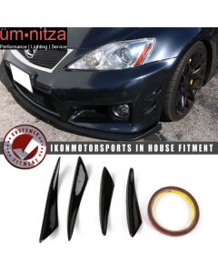 Universal Front Bumper Lip Canards Splitters Diffuser Fin 4Pc V4 - Carbon Fiber