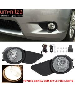 Fits 11-17 Toyota Sienna XL30 2PCS Front Bumper Fog Lights Driving Lamp + Covers