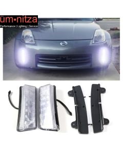 Fits 03-05 Nissan 350Z Front Bumper Clear LED DRL Reflector Lights