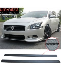 Fits 09-15 Nissan Maxima Side Skirts Extension Bottom Line Carbon Fiber Texture