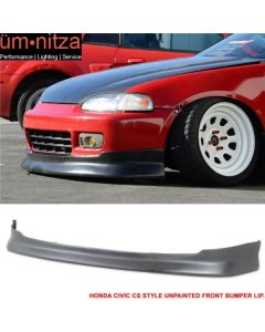 Fits 92-95 Honda Civic CS Type Front Bumper Lip Unpainted PU Black