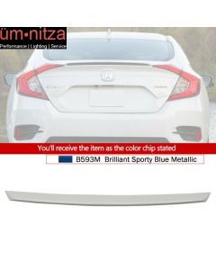 16-18 Honda Civic X Sedan OE Trunk Spoiler Painted #B593M Aegean Blue Metallic